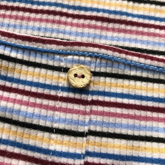 Caution to the Wind Square Neck Striped Multicolor Button Tank Top Size M - Picture 6 of 9